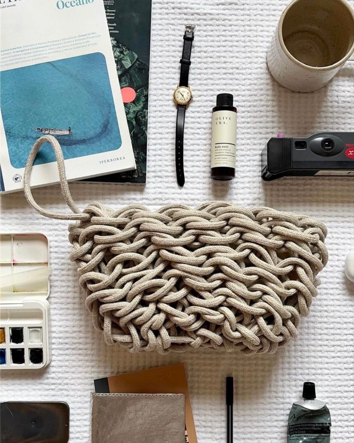 Lina Clutch in Natural Linen