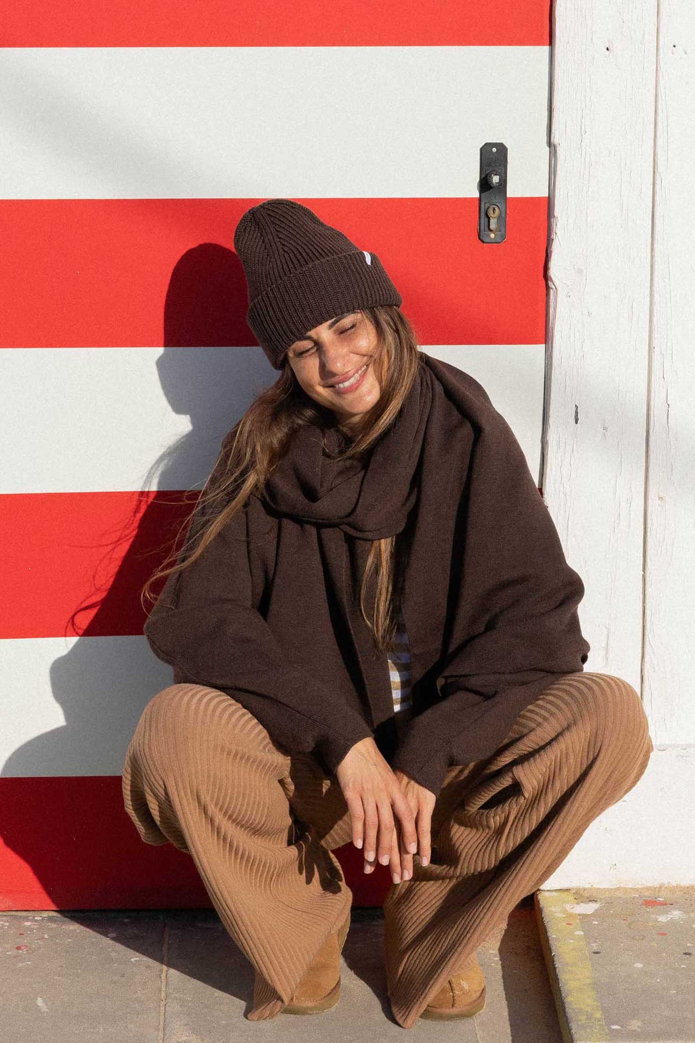 Via Merino Wool Scarf in Chocolate