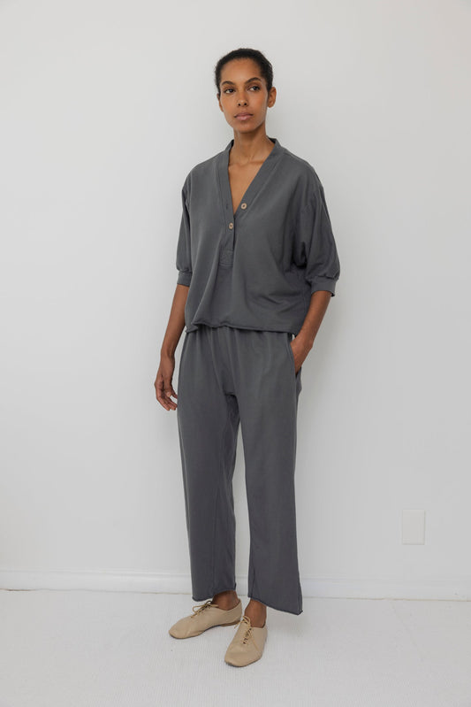 Short Sleeve Sweatshirt in Stone Organic Cotton