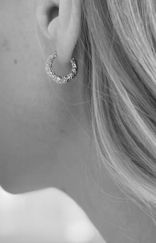 Crushed Hoops in Silver