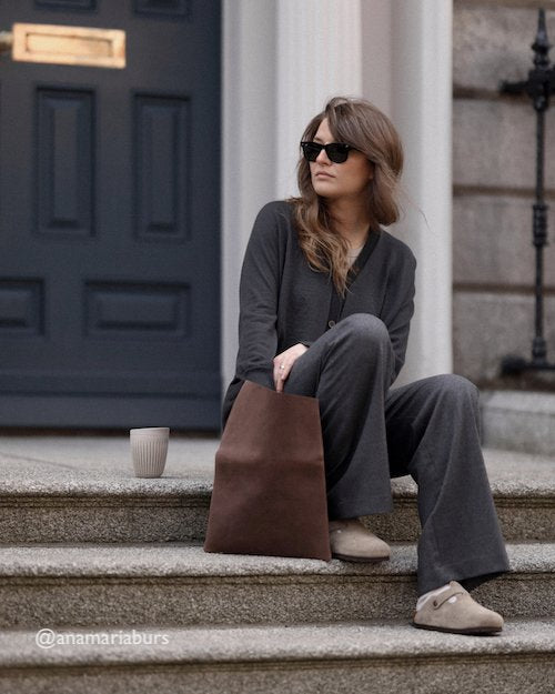 Wide Leg Wool Trousers in Grey