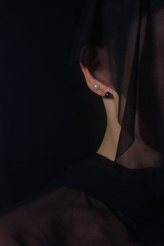 B&W Twin Pearl Earrings