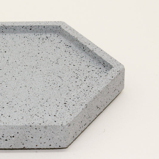 Hexagonal Granite Trinket Tray in Grey