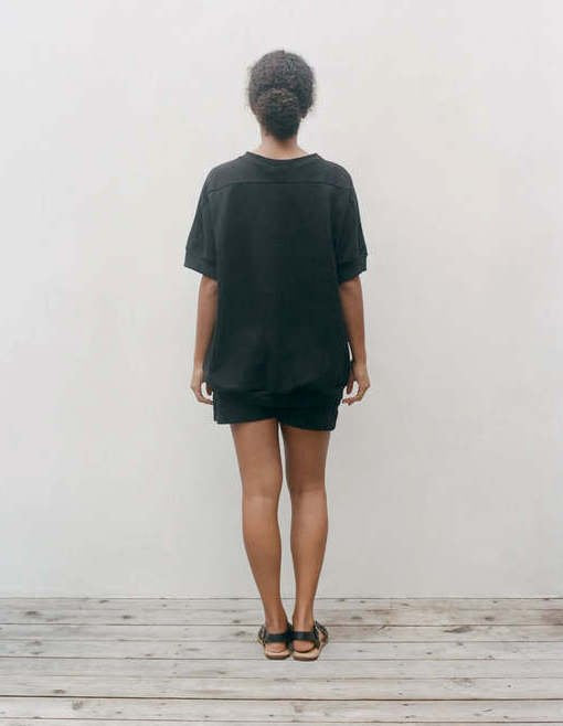 Oversized Short Sleeve Sweatshirt in Black