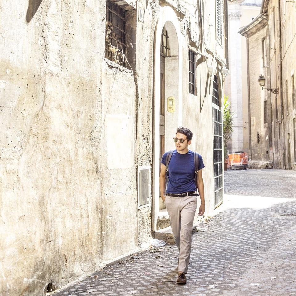 Pima Cotton Crew Neck T-Shirt in Blue