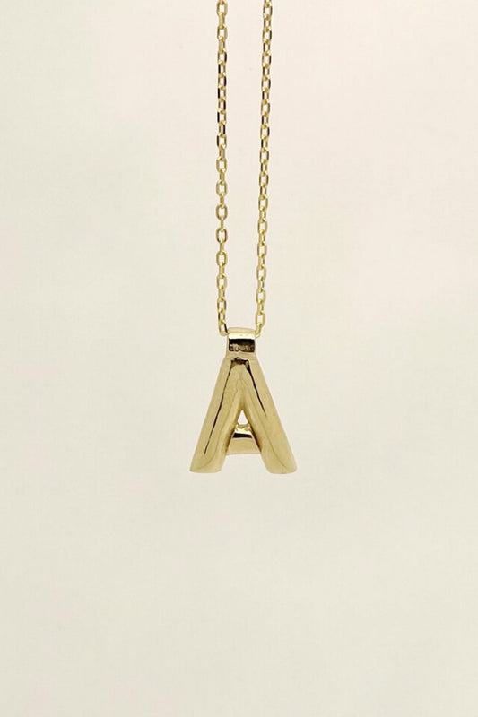 'A' 'C' 'E' Initial Pendant in Gold