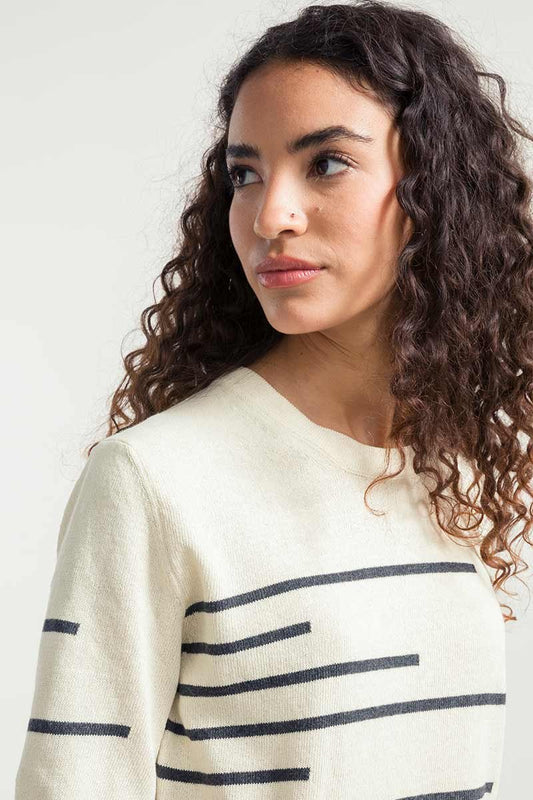 Adone Striped Organic Cotton T-Shirt in Natural