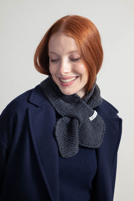 Britta Recycled Cashmere Neck Scarf in Anthracite Grey