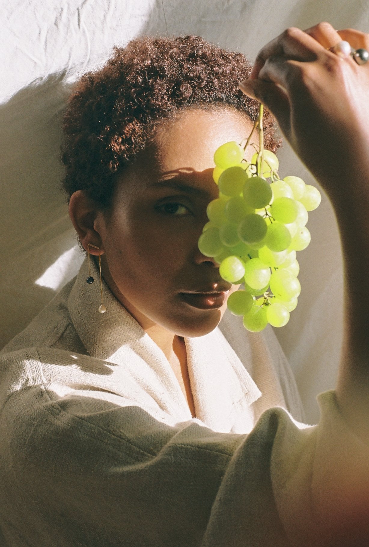 Twin Earrings with Back & White Potato Pearls