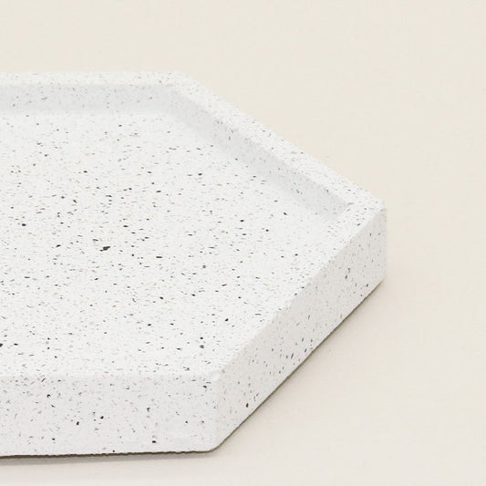 Hexagonal Granite Trinket Tray in White