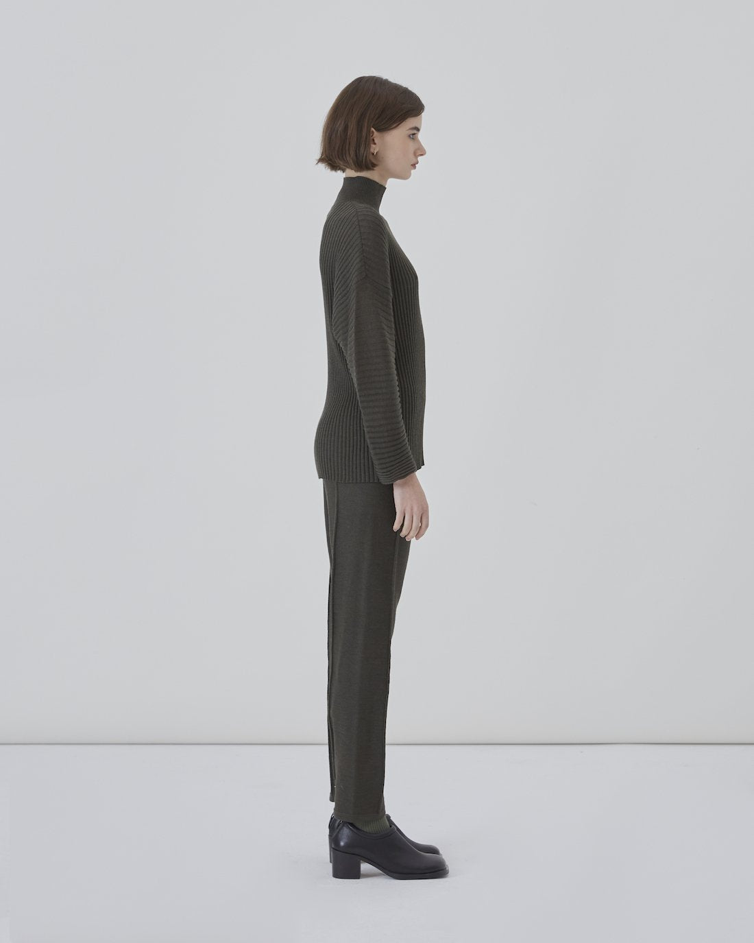 Rami Ribbed Merino Sweater in Dark Green