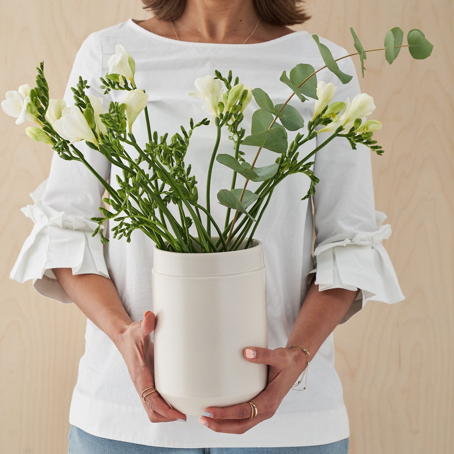 Tall Matt Greige Ceramic Vase