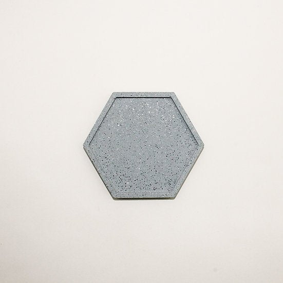 Hexagonal Granite Trinket Tray in Grey