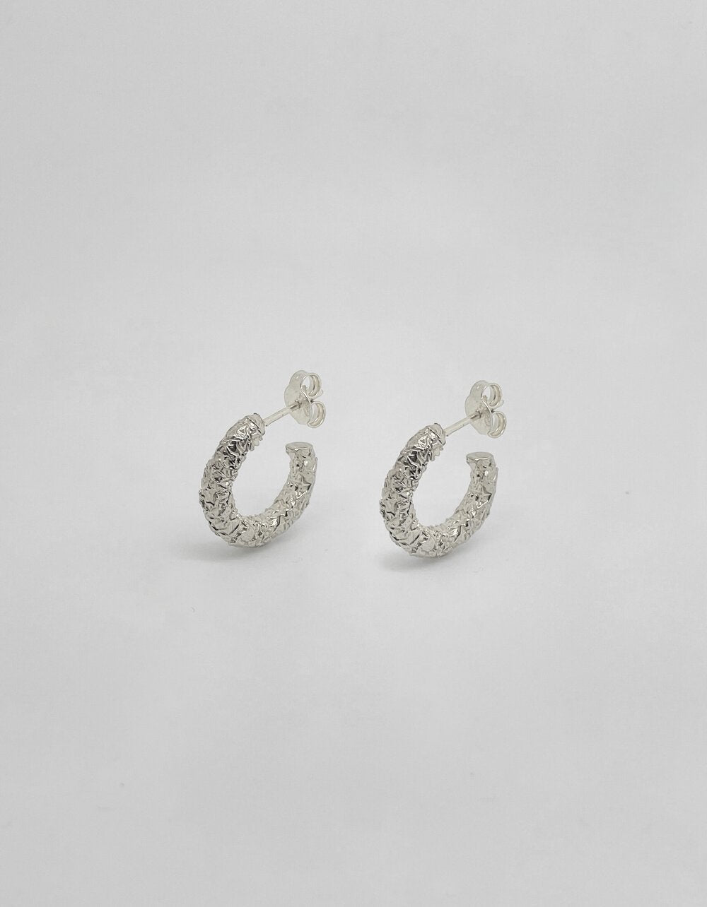 Crushed Hoops in Silver