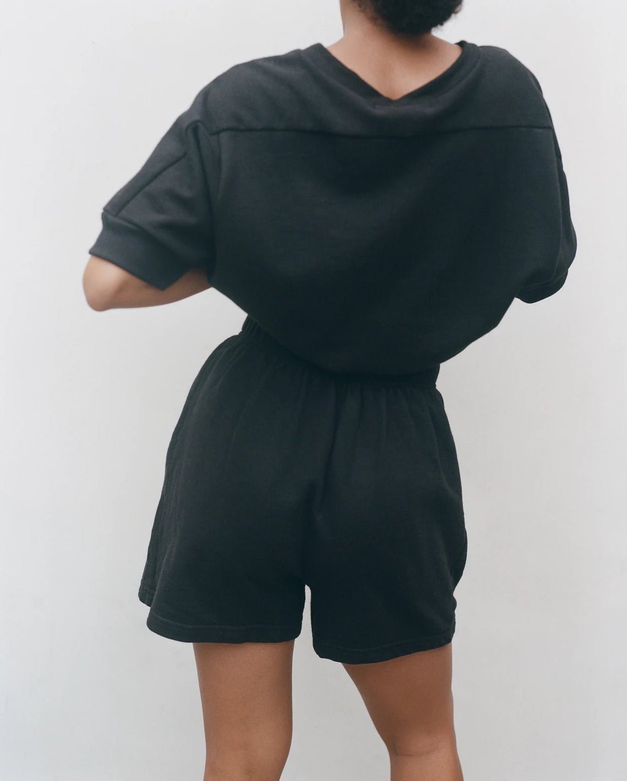 Oversized Short Sleeve Sweatshirt in Black