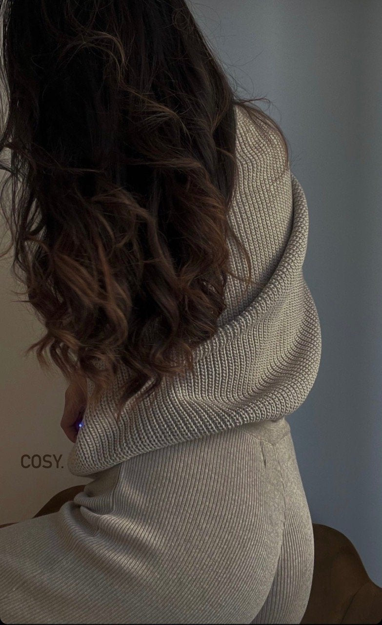 Ribbed Merino Trousers in Pearl