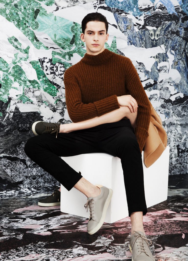 Grey Leather Sneakers