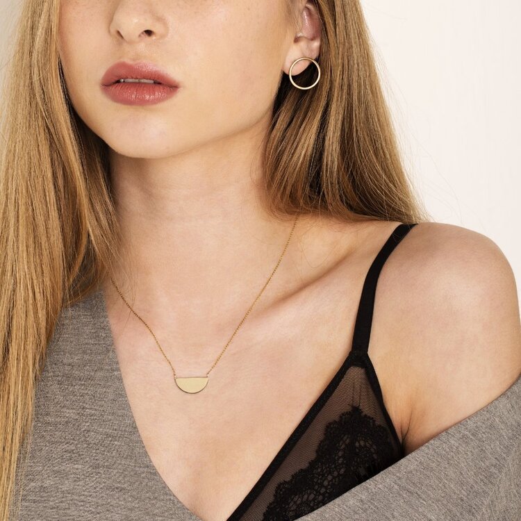 SORA Full Moon Solid Gold Earrings