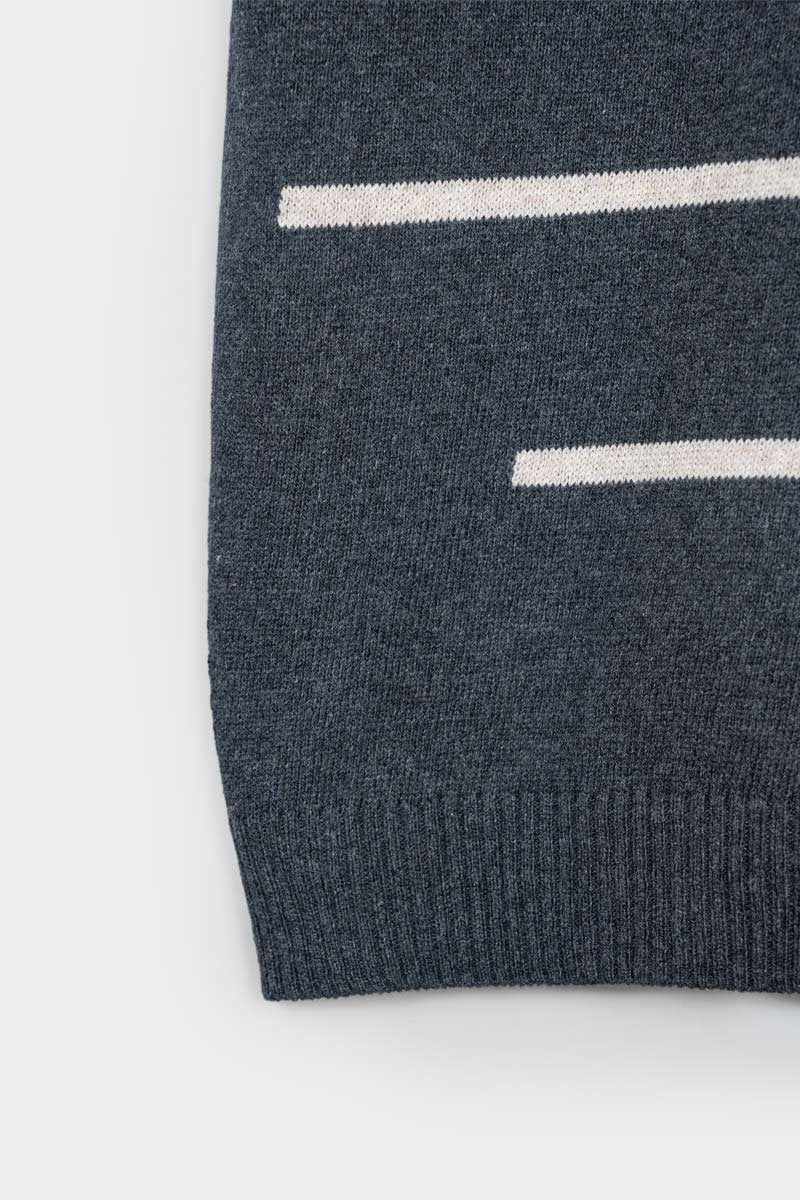 Adone Striped Organic Cotton T-Shirt in Anthracite Grey