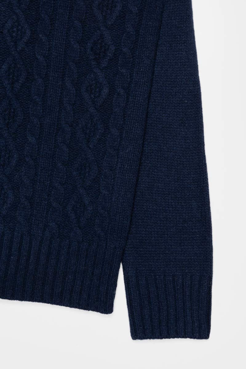 Amos Recycled Wool Sweater in Navy