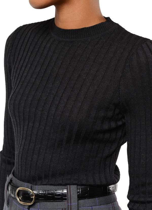 Valley Ribbed Merino Top in Charcoal