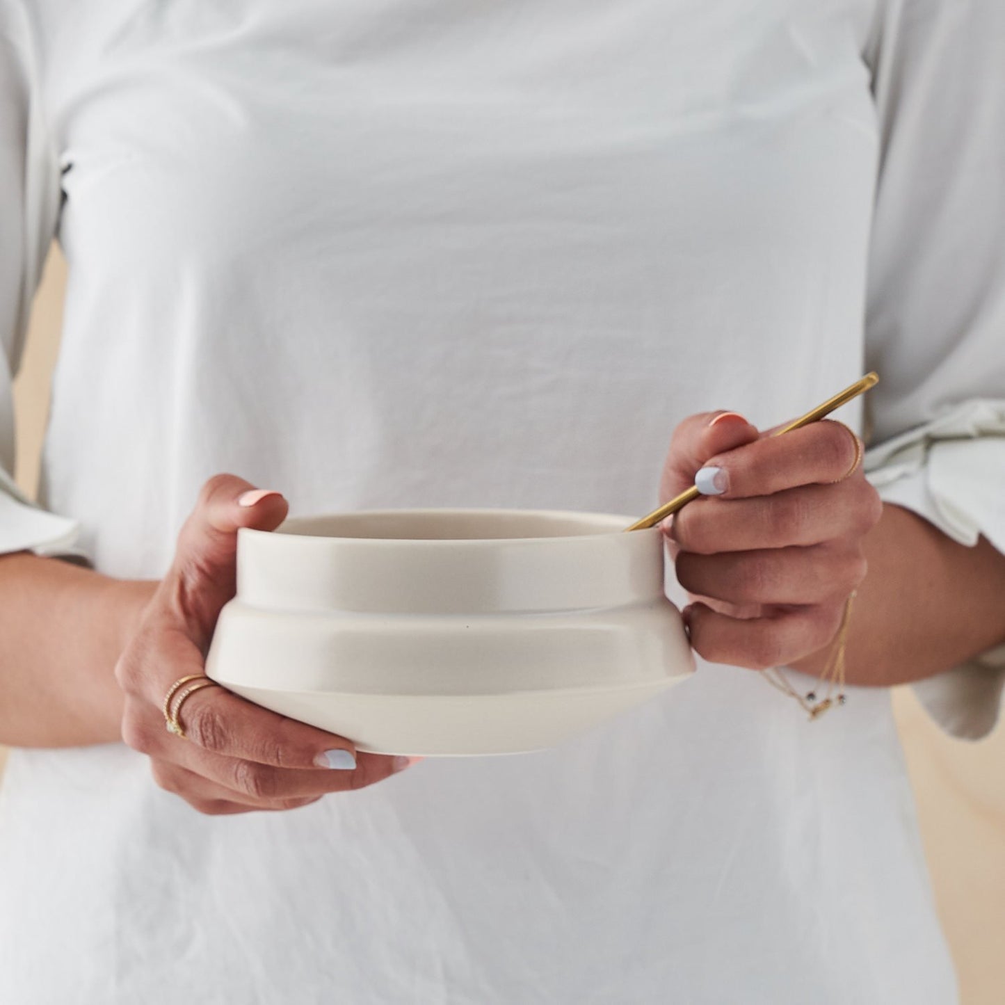 Matt Greige Ceramic Bowl