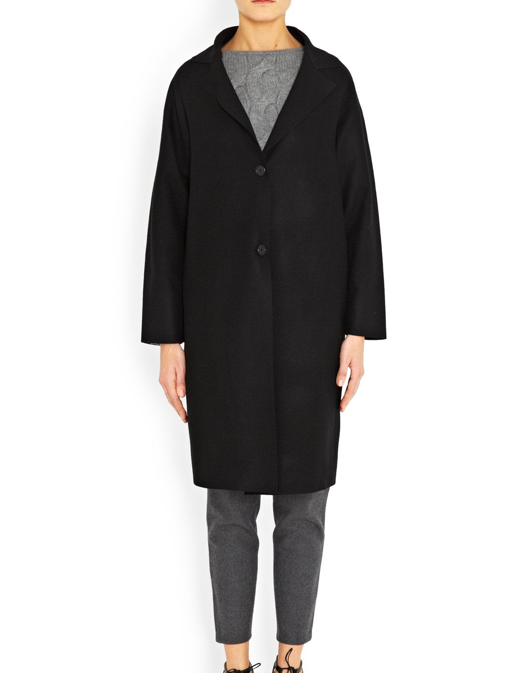 Structured Wool Coat in Black
