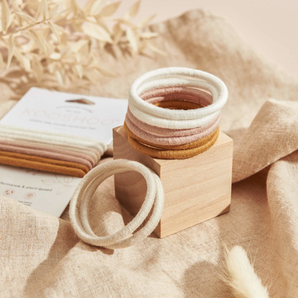 Plastic-Free Round Mondo Hair Ties in Neutral