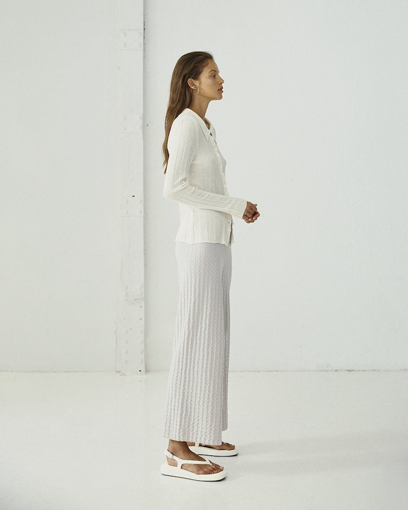 Bao Knitted Trousers in Light Grey Cotton