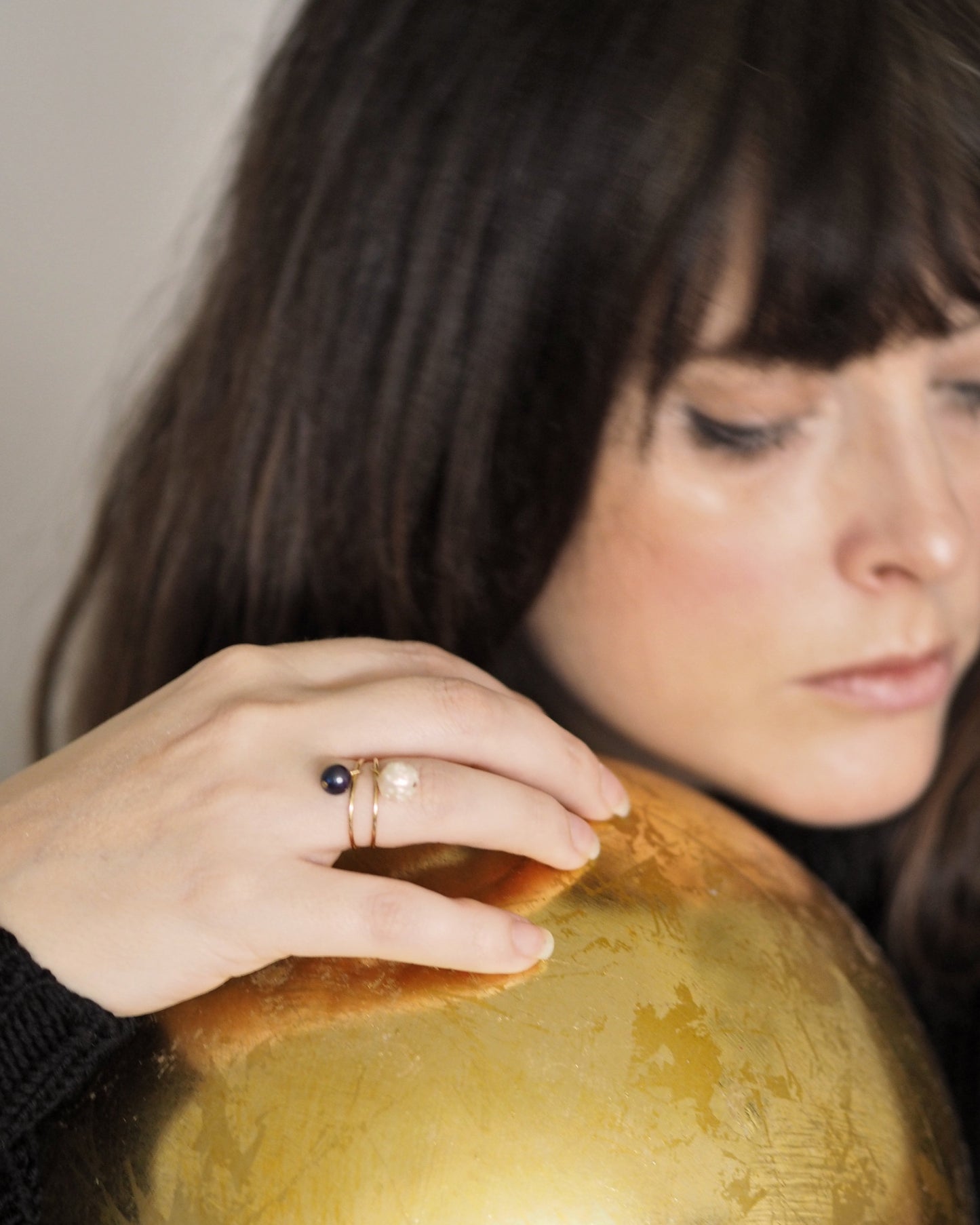 Rosebud Pearl Spinner Ring