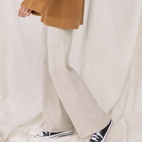 Ribbed Merino Trousers in Pearl | The Collaborative Store