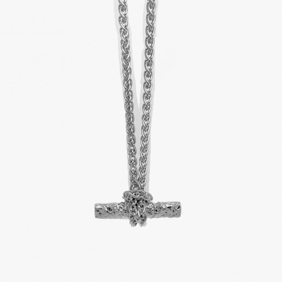 Knotted T Bar Necklace in Silver