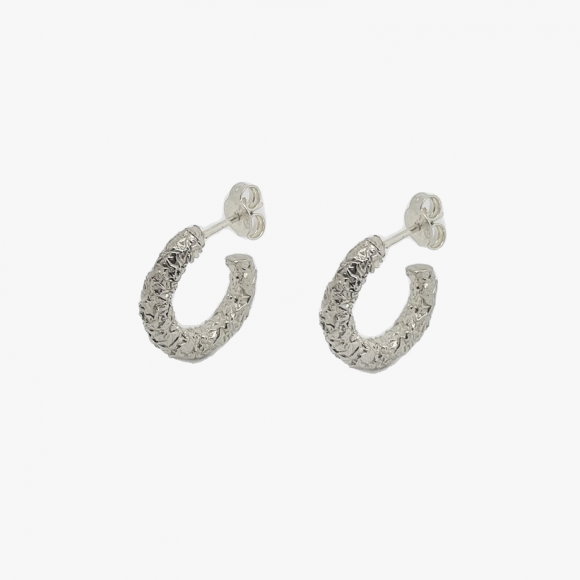 Crushed Hoops in Silver