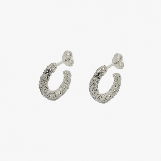 Crushed Hoops in Silver
