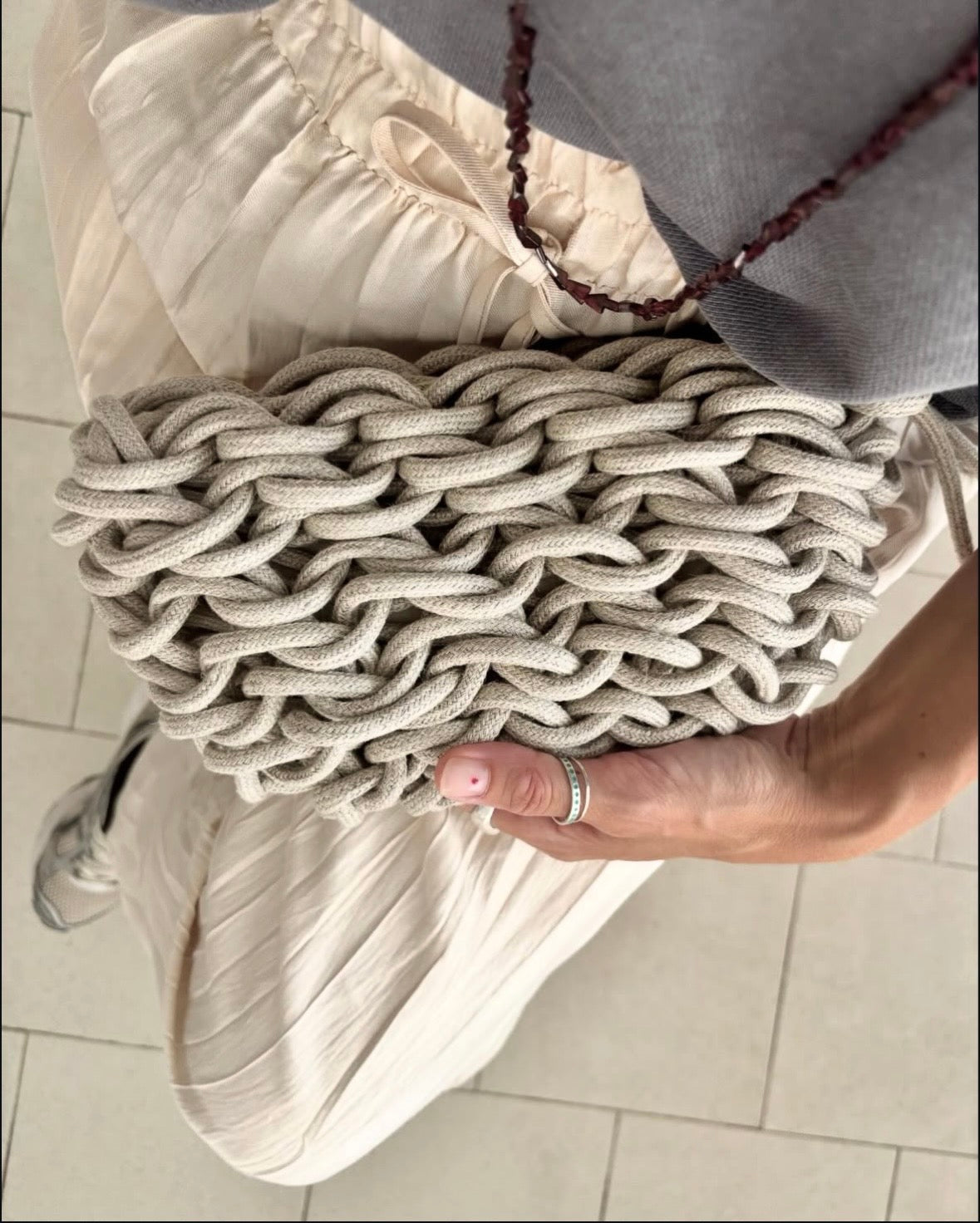 Lina Clutch in Natural Linen