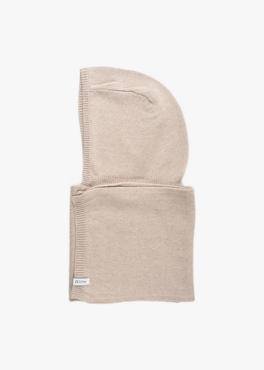 Ilenia Recycled Cashmere Hooded Scarf in Beige