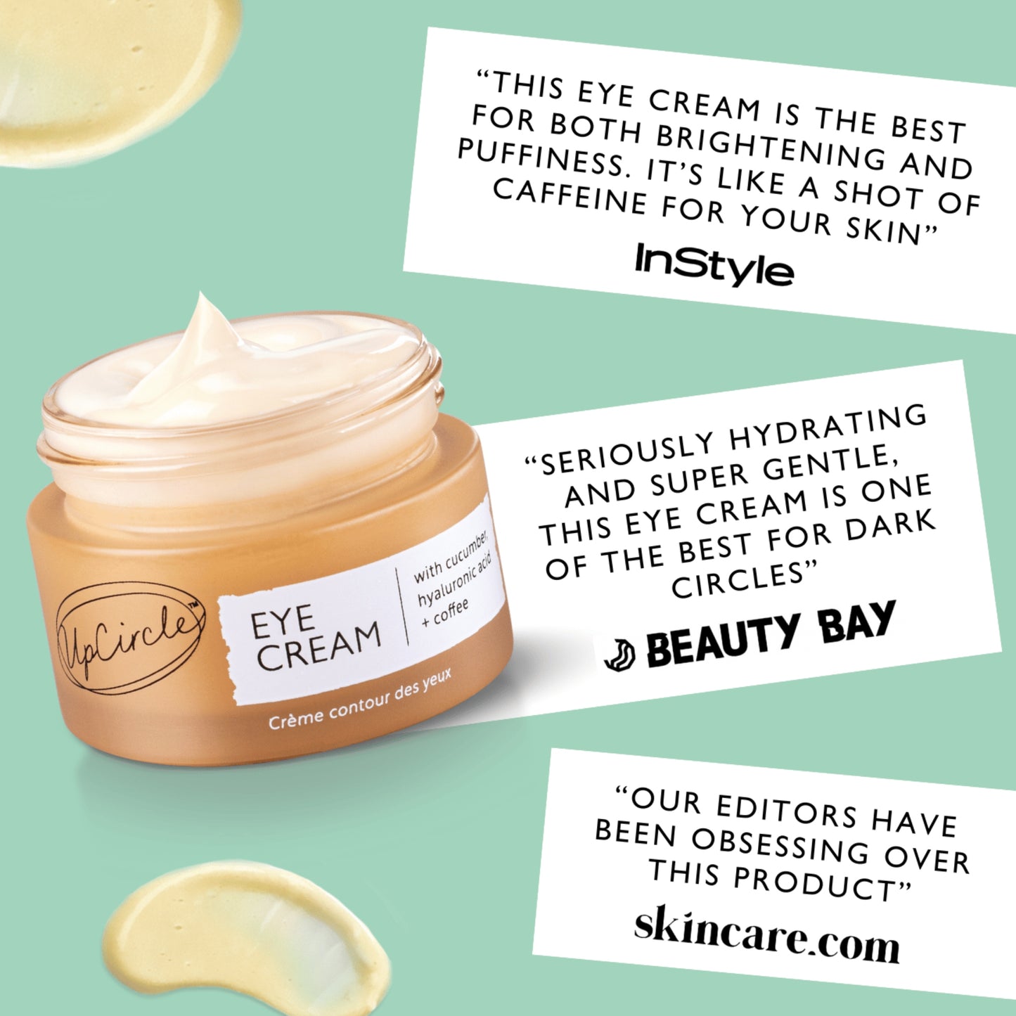 Certified Organic Eye Cream With Hyaluronic Acid, Coffee & Cucumber