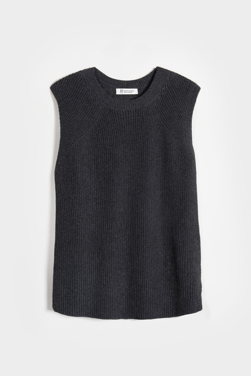 Adelaide Recycled Cotton Knitted Tank Top in Anthracite