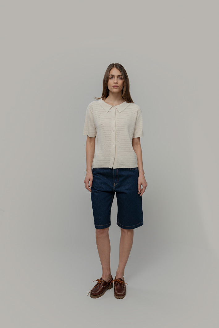 Sofia Recycled Cotton Cardigan in Off White
