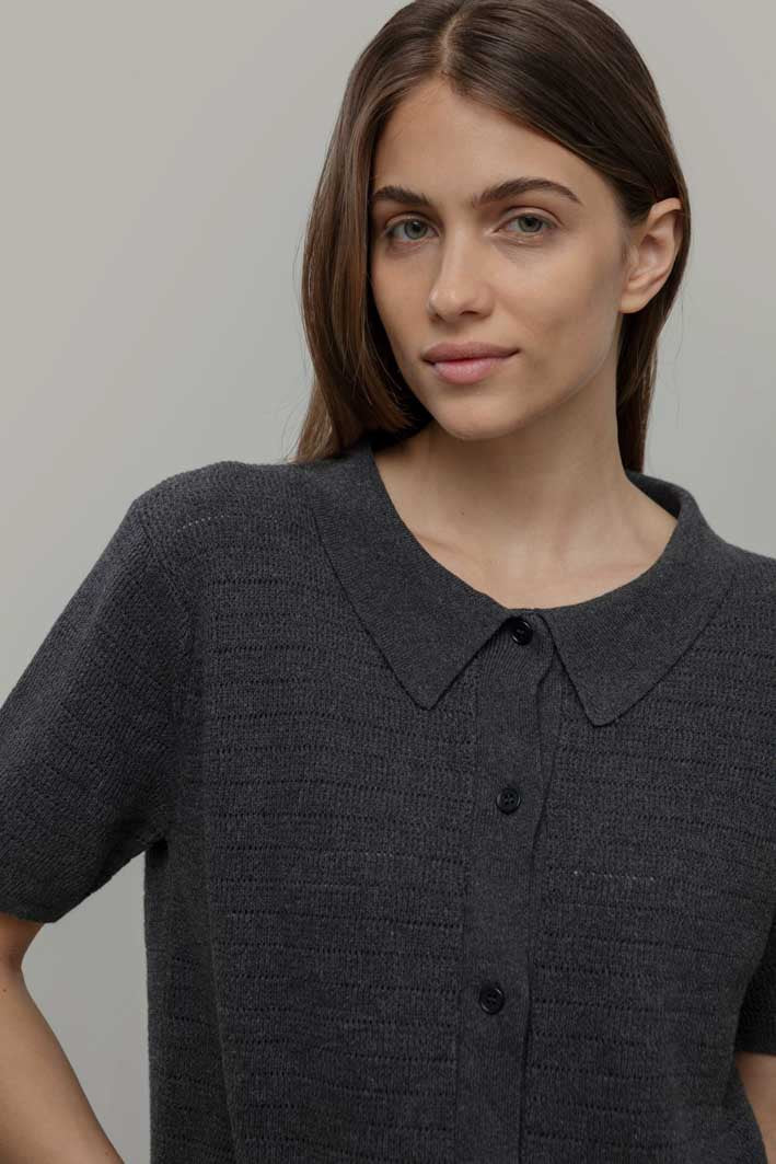 Sofia Recycled Cotton Cardigan in Anthracite