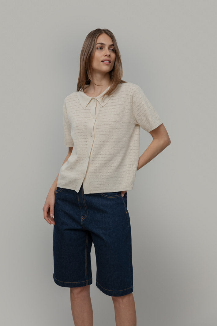 Sofia Recycled Cotton Cardigan in Off White