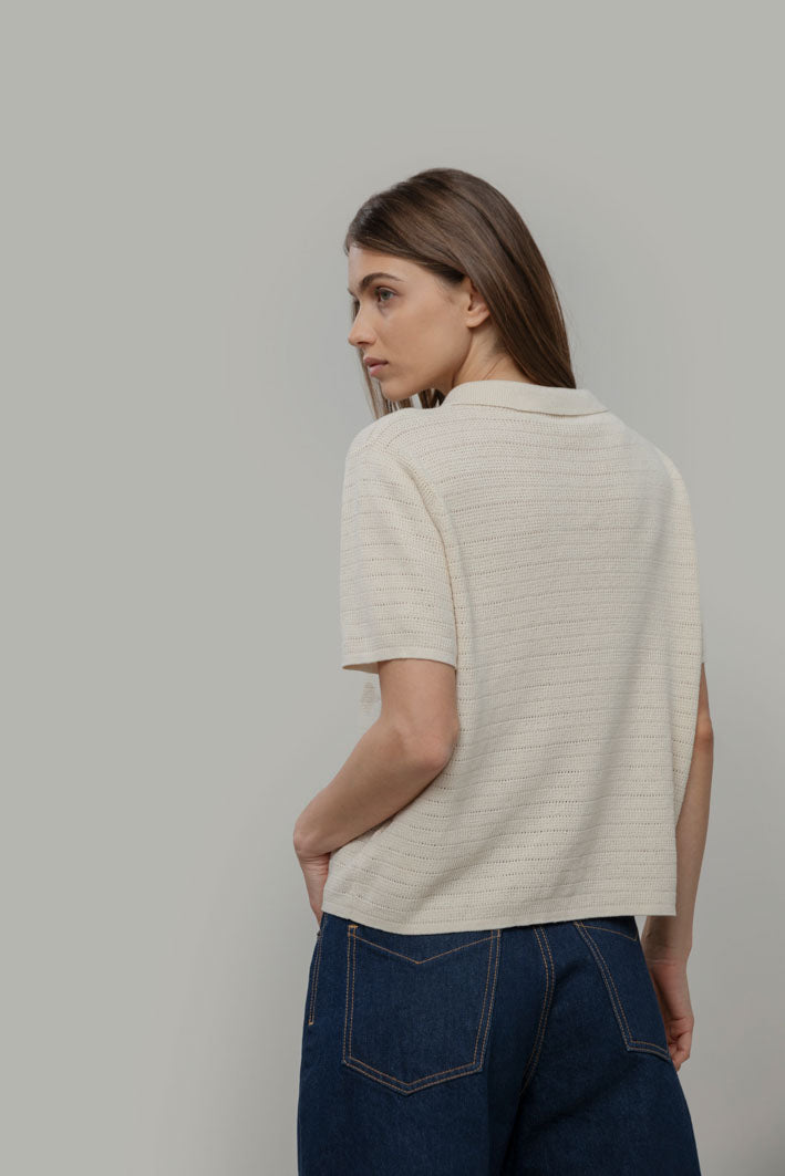 Sofia Recycled Cotton Cardigan in Off White