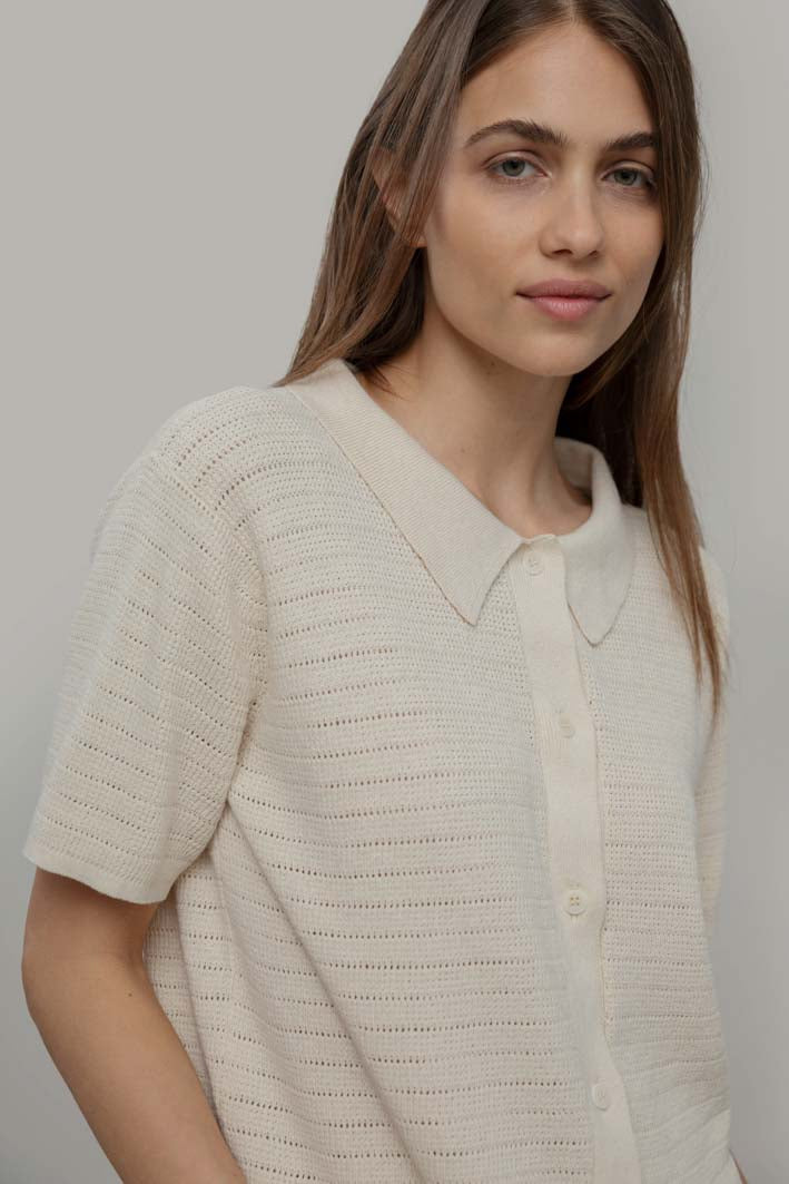 Sofia Recycled Cotton Cardigan in Off White
