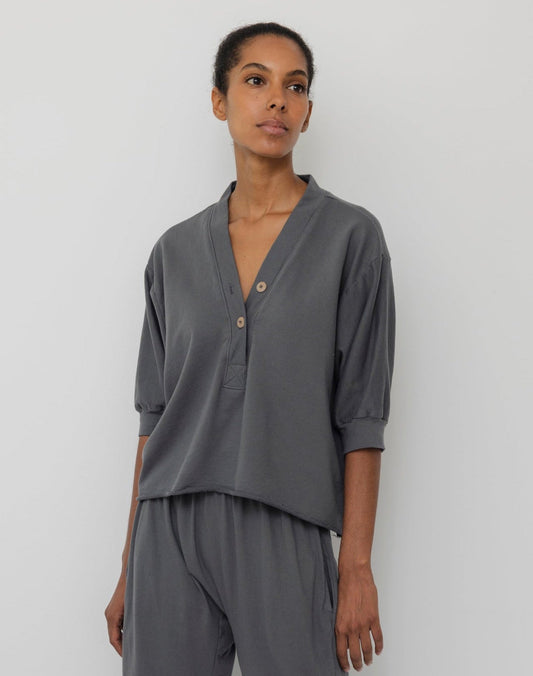 Short Sleeve Sweatshirt in Stone Organic Cotton