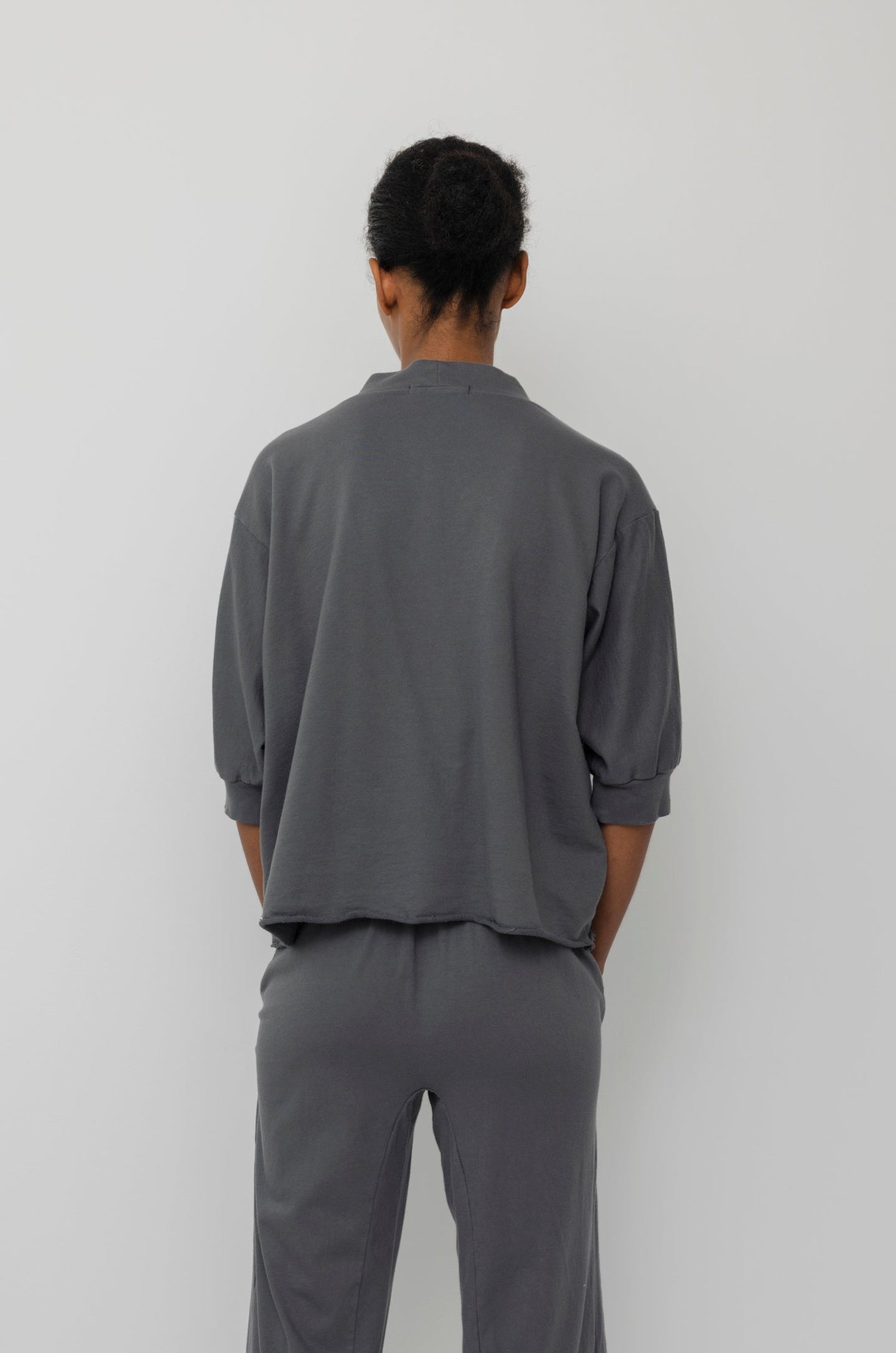 Short Sleeve Sweatshirt in Stone Organic Cotton