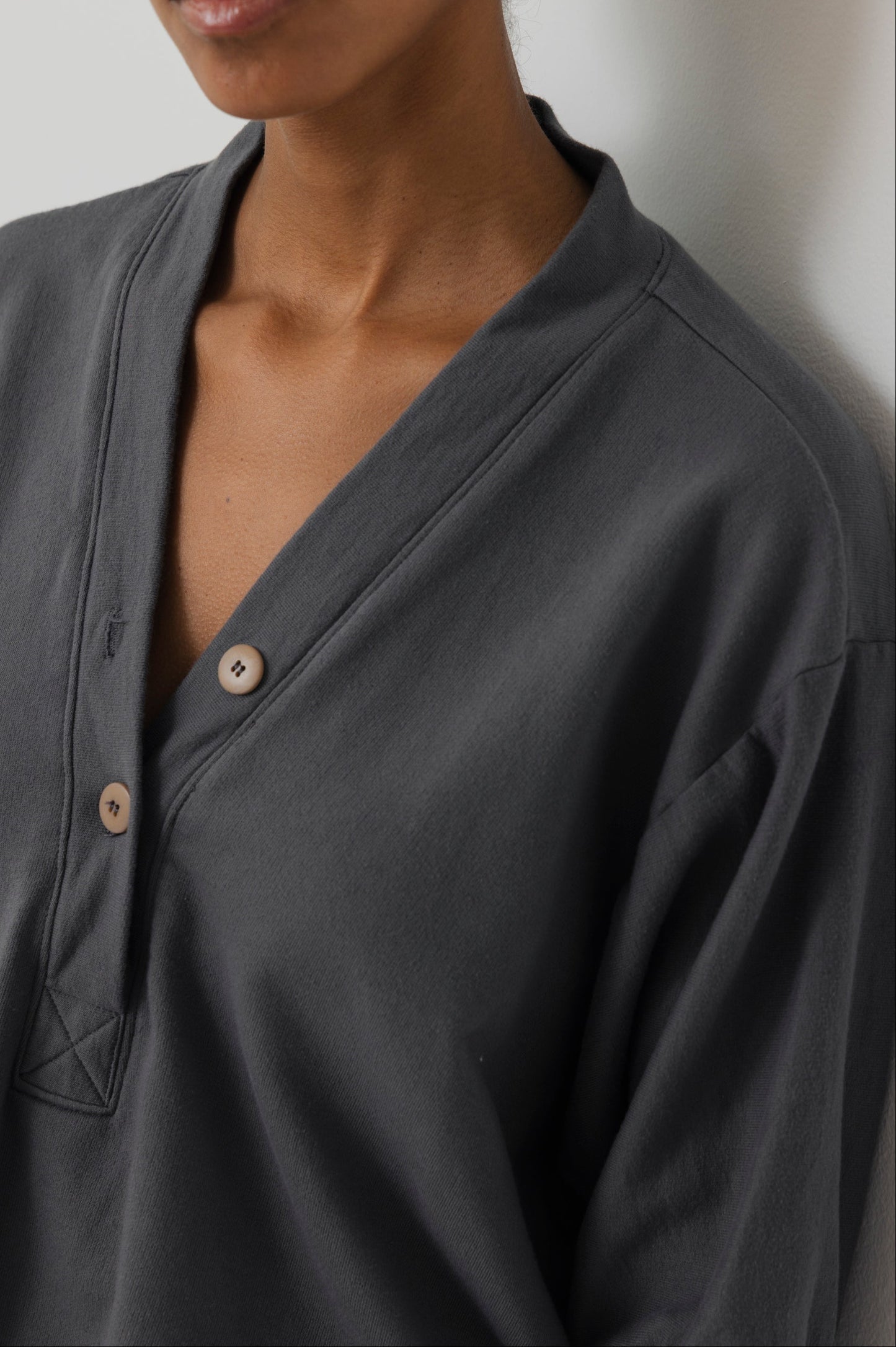 Short Sleeve Sweatshirt in Stone Organic Cotton