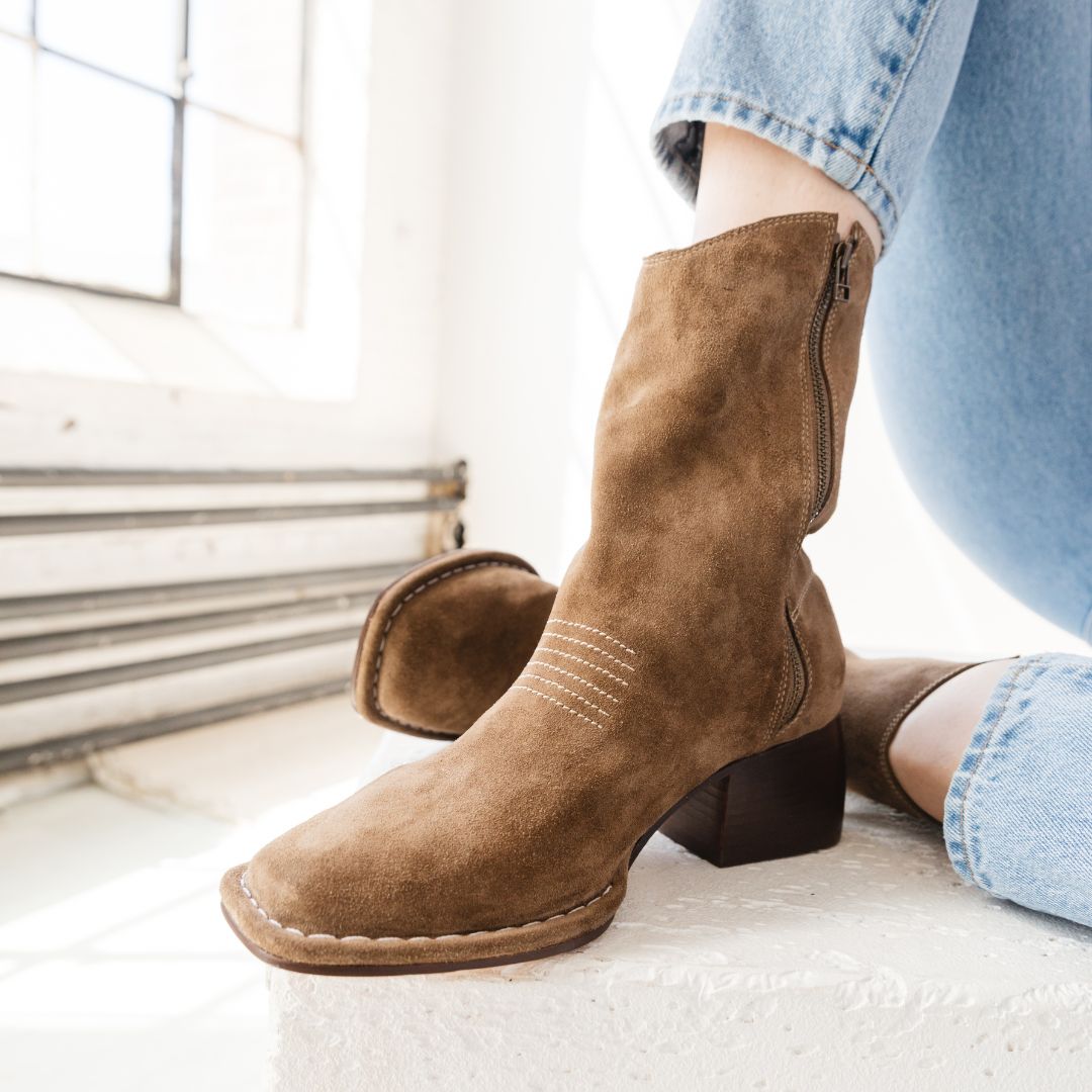 West Ankle Boots in Moss Suede