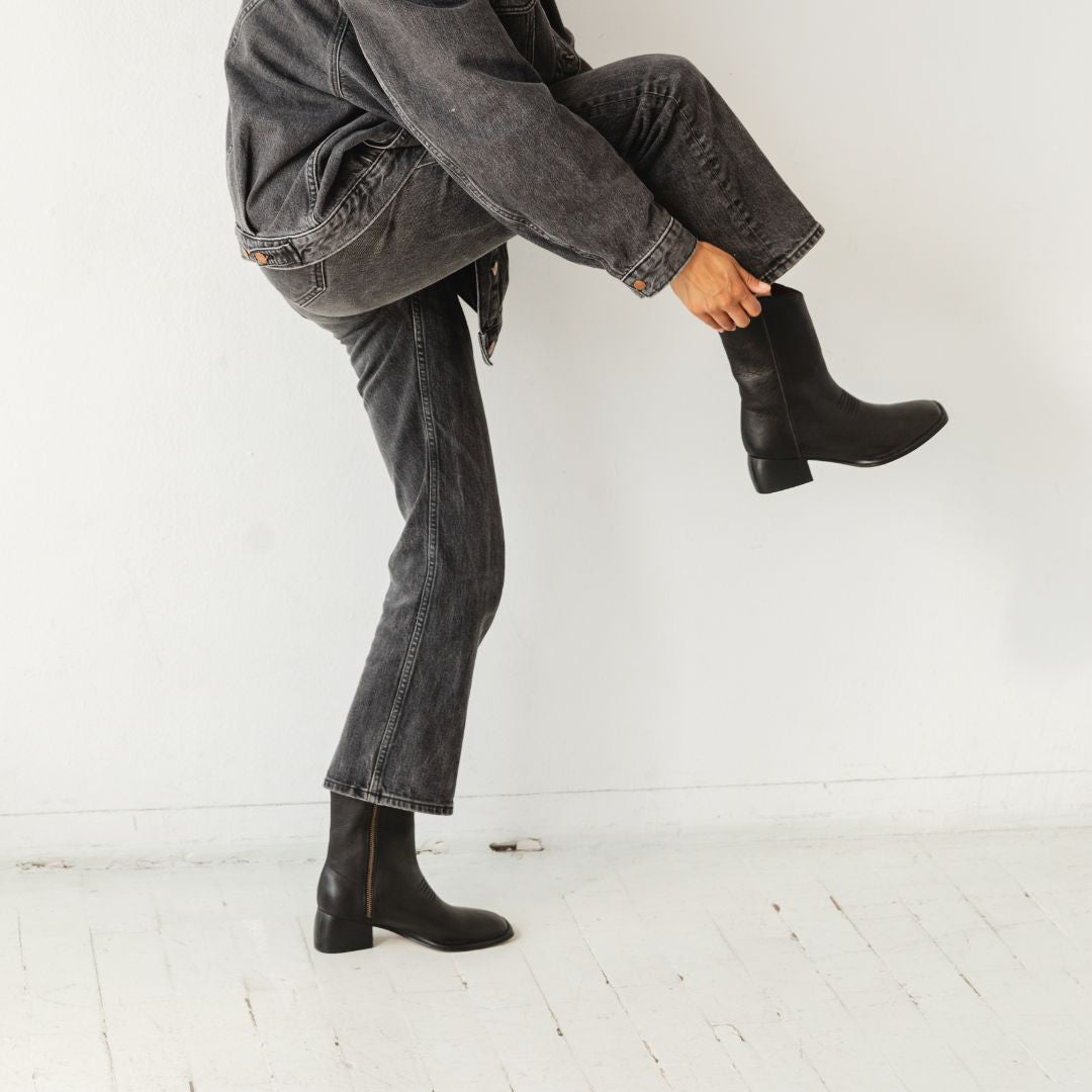 West Ankle Boots in Black Leather