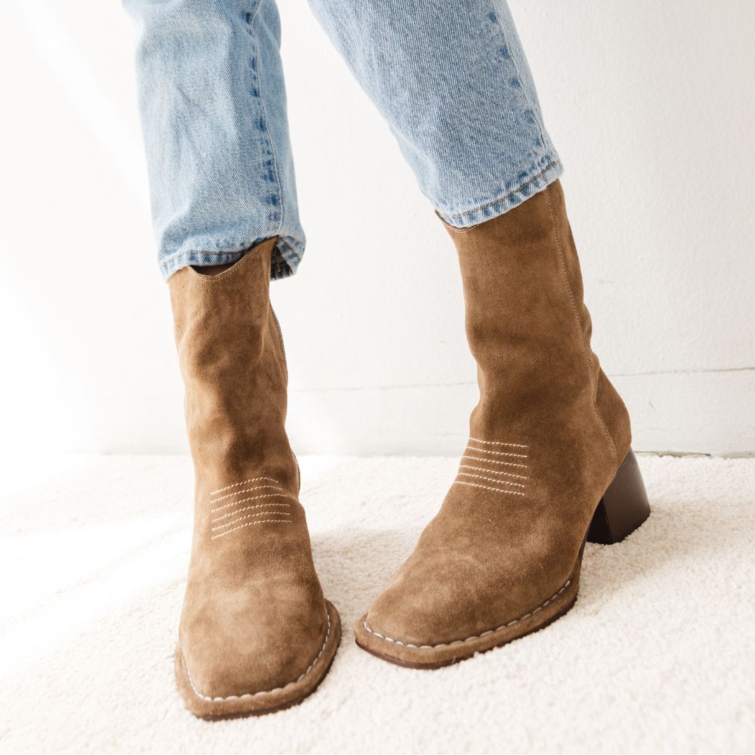 West Ankle Boots in Moss Suede