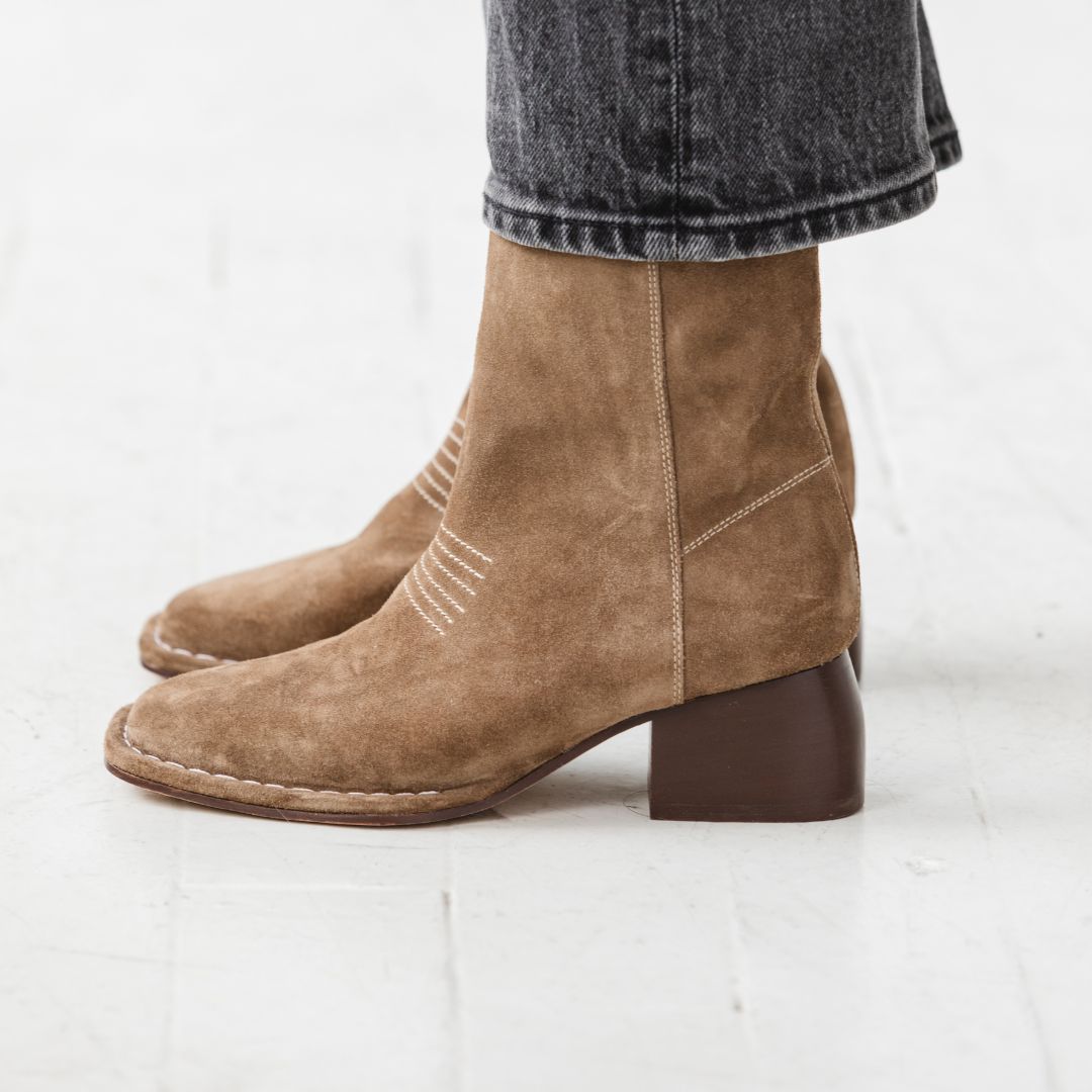 West Ankle Boots in Moss Suede